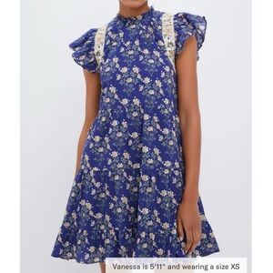 SEA NEW YORK Exclusive Blue Elizabeth Print Mini Flutter Sleeve Dress